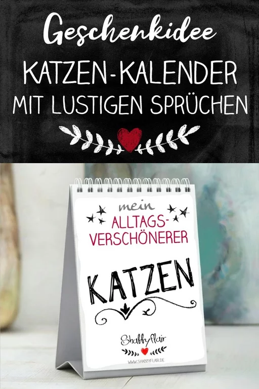 Geschenkidee für Katzenfreunde - Tischaufsteller mit 12 Sprüchen, schön gestaltet und das ganze Jahr aktuell