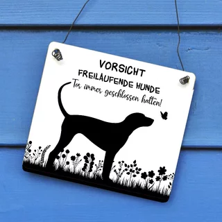 Hundeschild: Vorsicht freilaufende Hunde - Tor immer geschlossen halten
