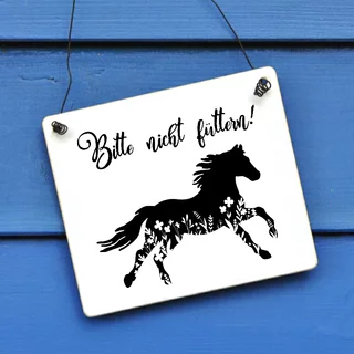 Schild Bitte nicht füttern mit Pferdemotiv